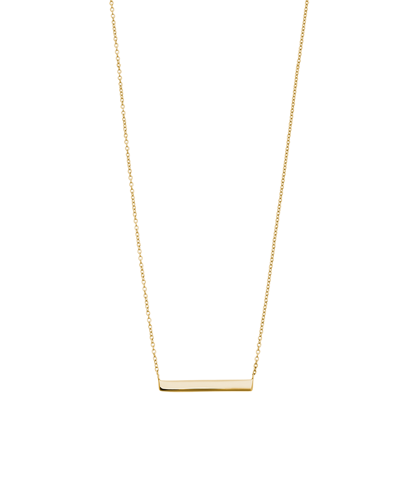 Solid gold bar deals necklace engraved