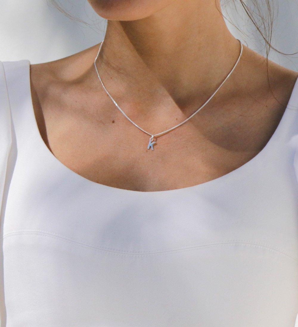 OUTLINE INITIAL NECKLACE A-Z (STERLING SILVER) - IMAGE 2