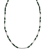 MALACHITE BEADED NECKLACE (STERLING SILVER)