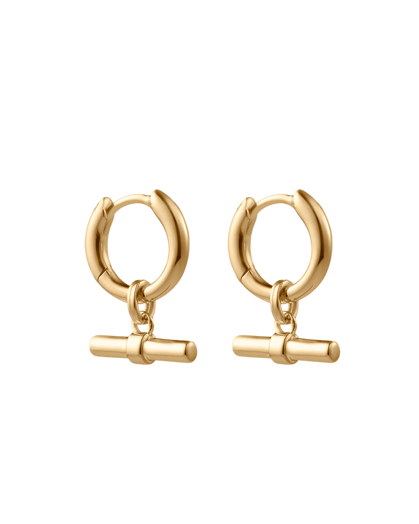 RHYTHM T-BAR HOOPS (18K GOLD PLATED)