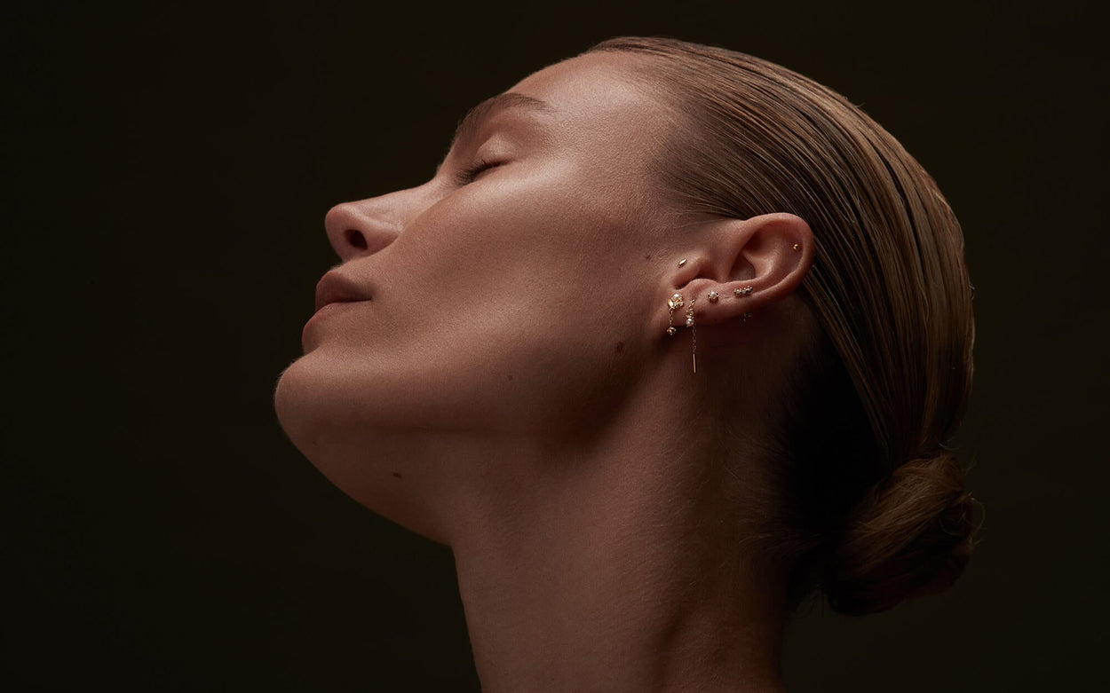 PETITE OPAL HOOPS (GOLD) IMAGE 5