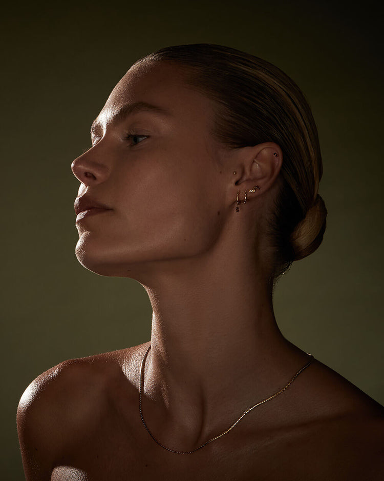 DECO SMOKEY QUARTZ HOOPS (18K GOLD PLATED) IMAGE 2