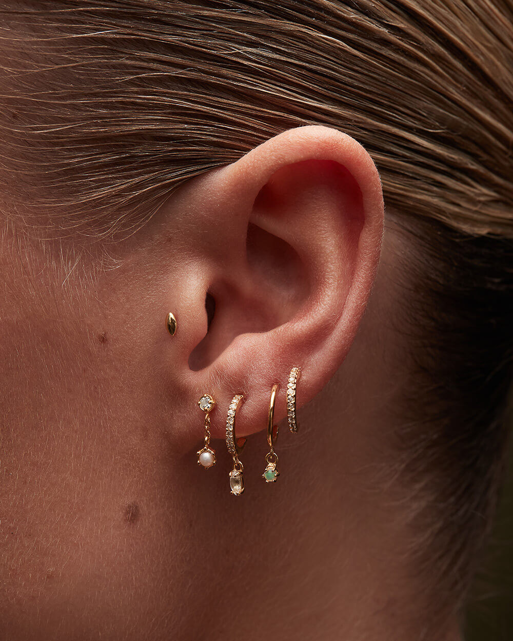 PETITE OPAL HOOPS (GOLD) IMAGE 2