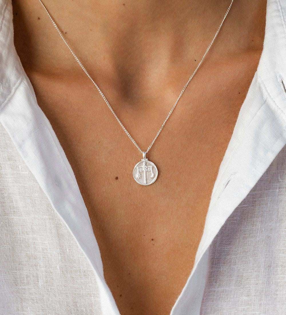 LIBRA ZODIAC NECKLACE (STERLING SILVER) IMAGE 2