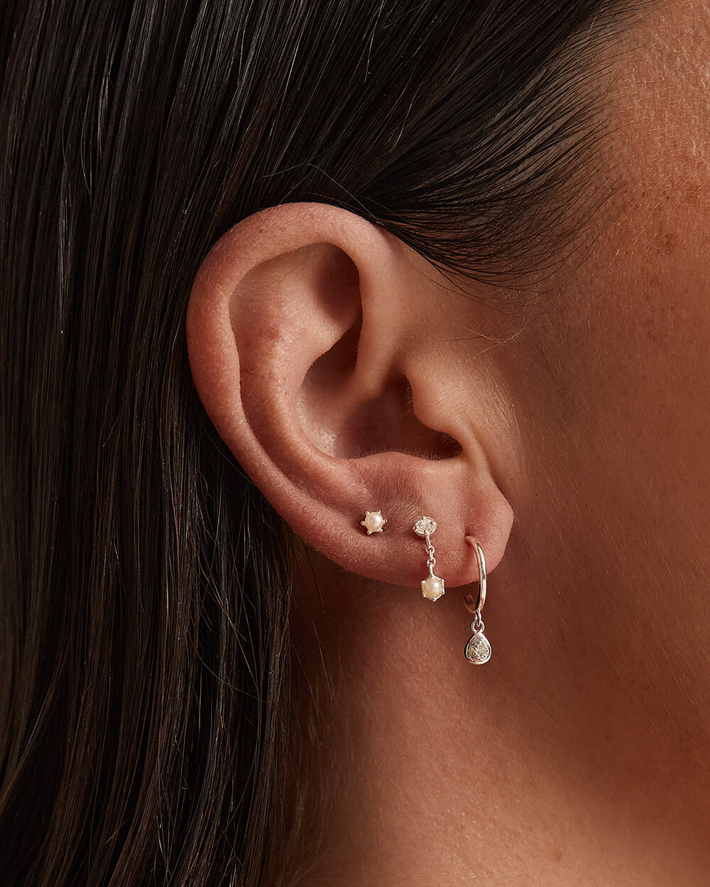 PETITE PEARL STUDS (STERLING SILVER) IMAGE 2