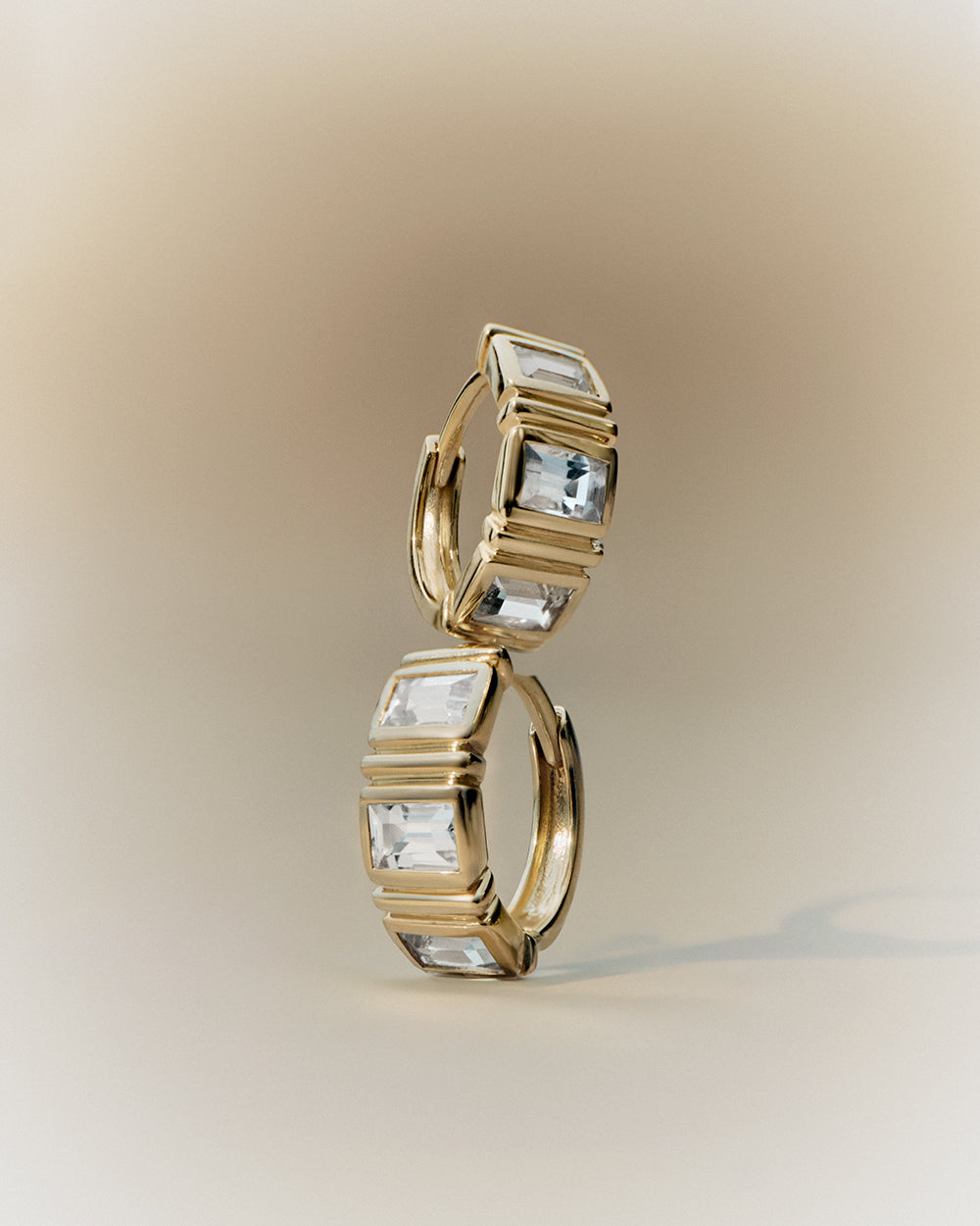 ELYSIUM BAGUETTE SAPPHIRE HOOPS (9K GOLD) IMAGE 3
