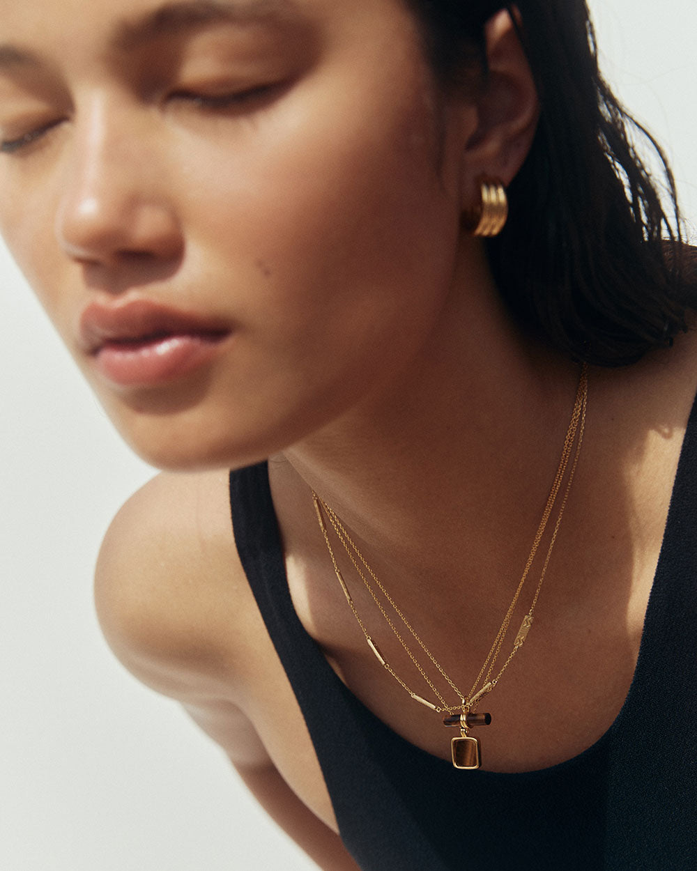 TIGERS EYE PENDANT NECKLACE (18K GOLD VERMEIL) IMAGE 2