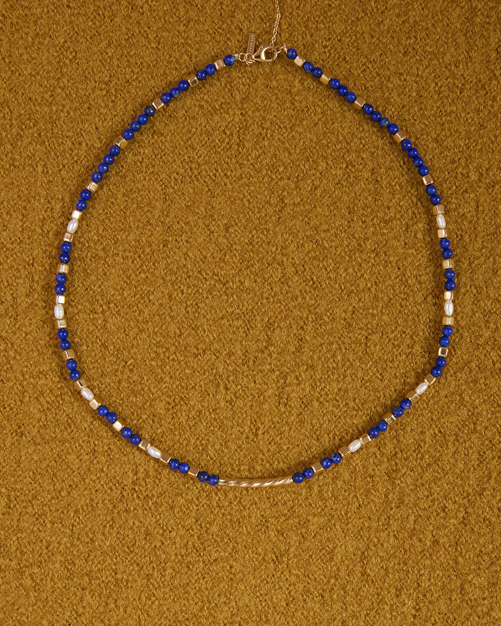 LAPIS BEADED NECKLACE (18K GOLD PLATED)