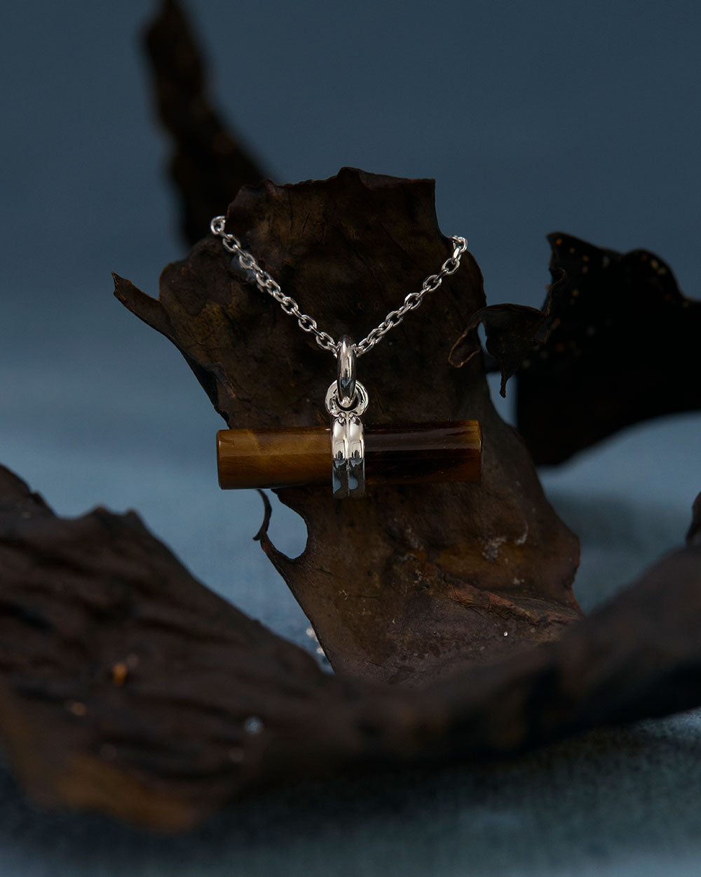 TIGERS EYE T-BAR NECKLACE (STERLING SILVER) IMAGE 2