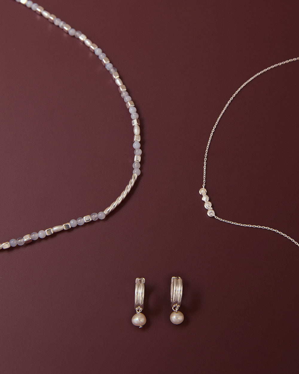 SOLACE PEARL HOOPS (STERLING SILVER) IMAGE 5