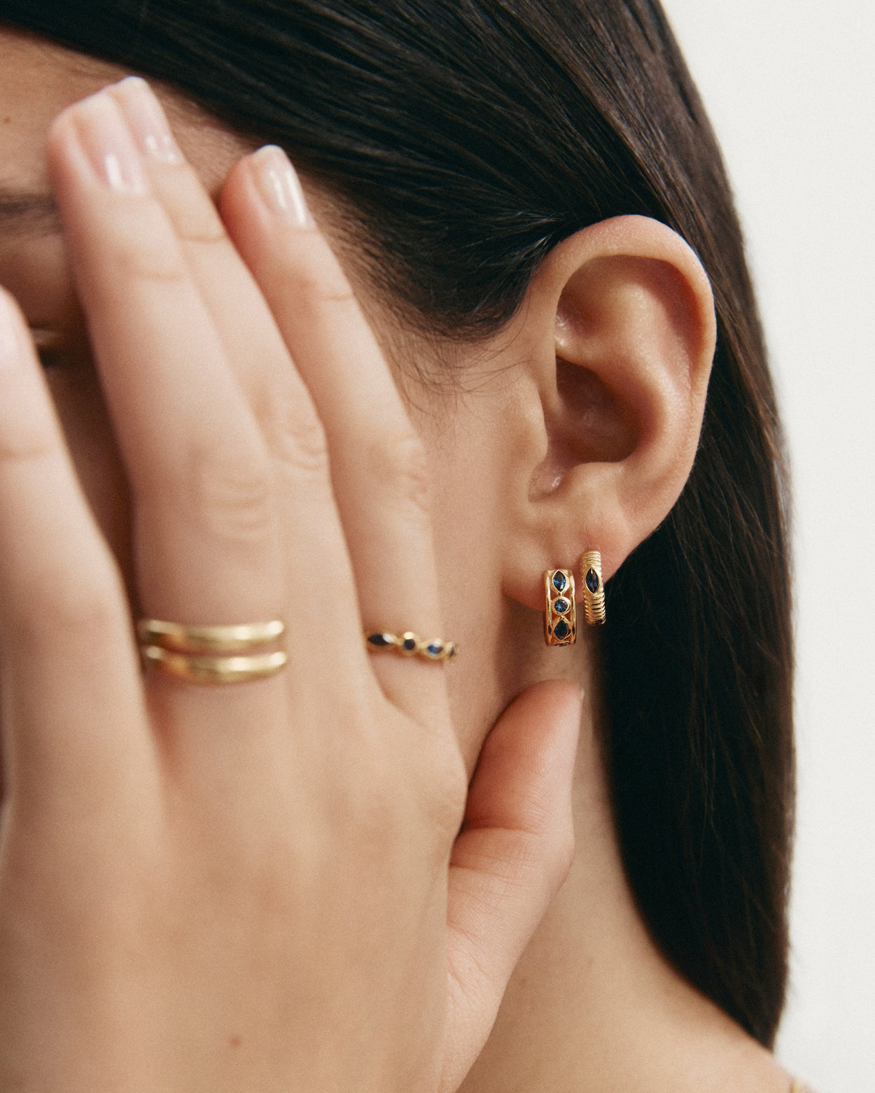 INK TEXTURE HOOPS (18K GOLD PLATED) IMAGE 3