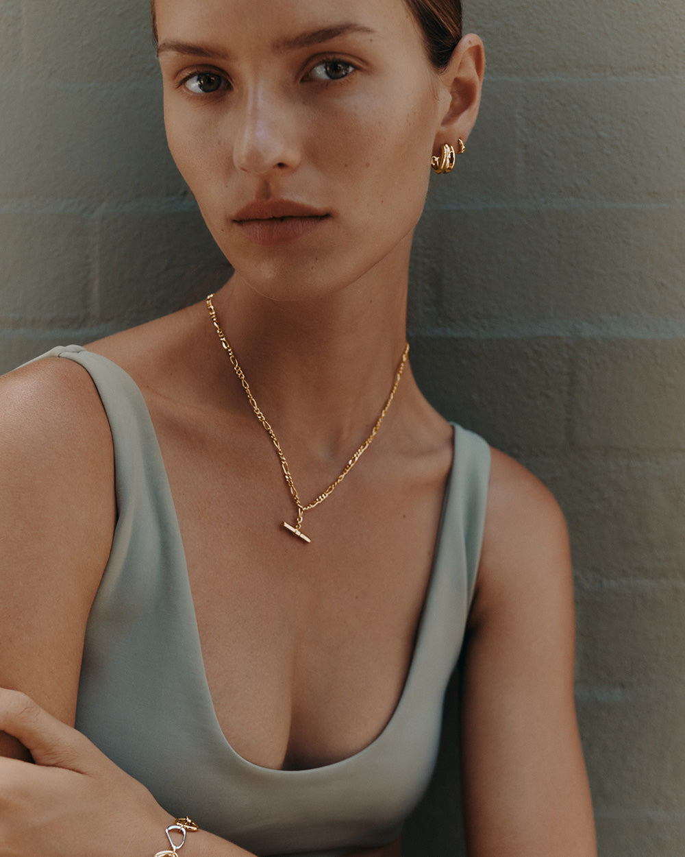 STILLNESS TOPAZ HOOPS (18K GOLD PLATED) IMAGE 3