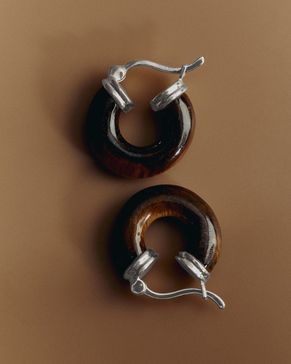 TEMPO TIGERS EYE HOOPS (STERLING SILVER) IMAGE 5