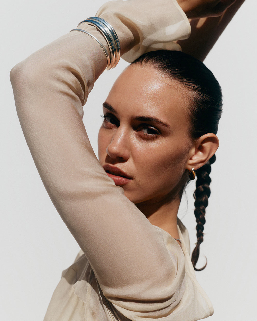 TEMPO TIGERS EYE HOOPS (STERLING SILVER) IMAGE 3