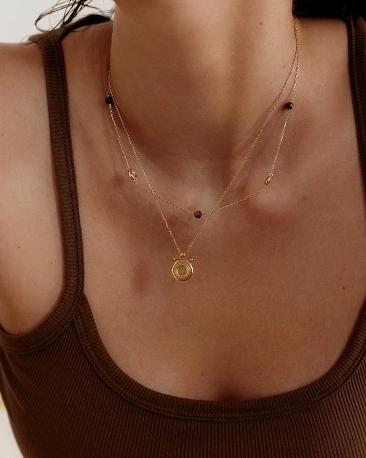 TEMPO TIGERS EYE NECKLACE (18K GOLD VERMEIL)