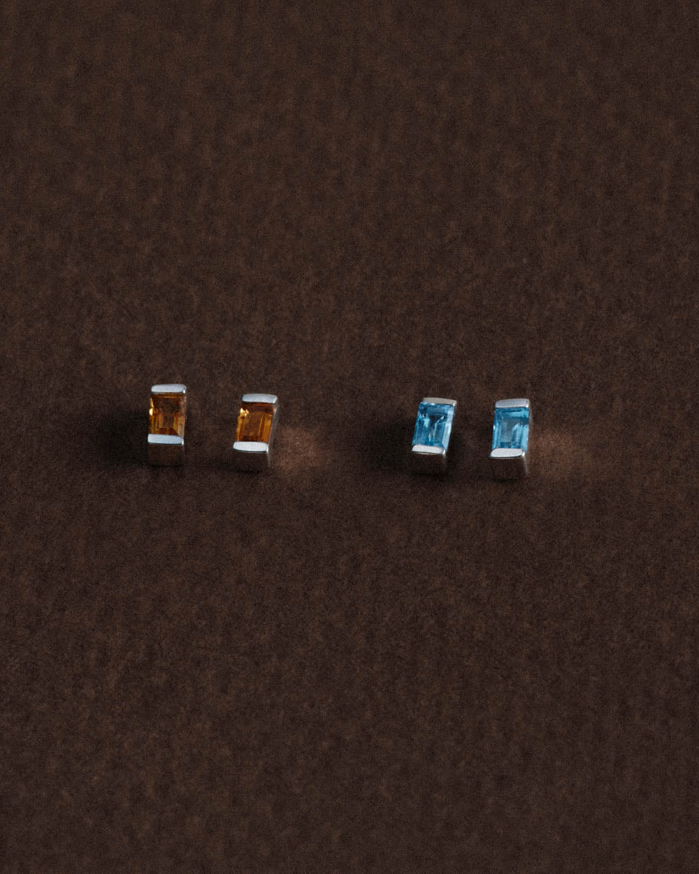 BAGUETTE BIRTHSTONE STUDS (STERLING SILVER)