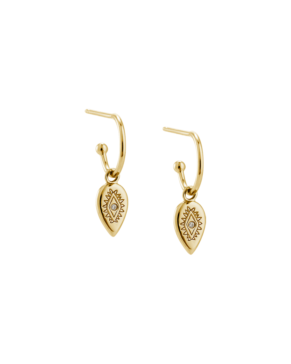 ETCHED TEARDROP HOOPS (18K GOLD PLATED) IMAGE 1