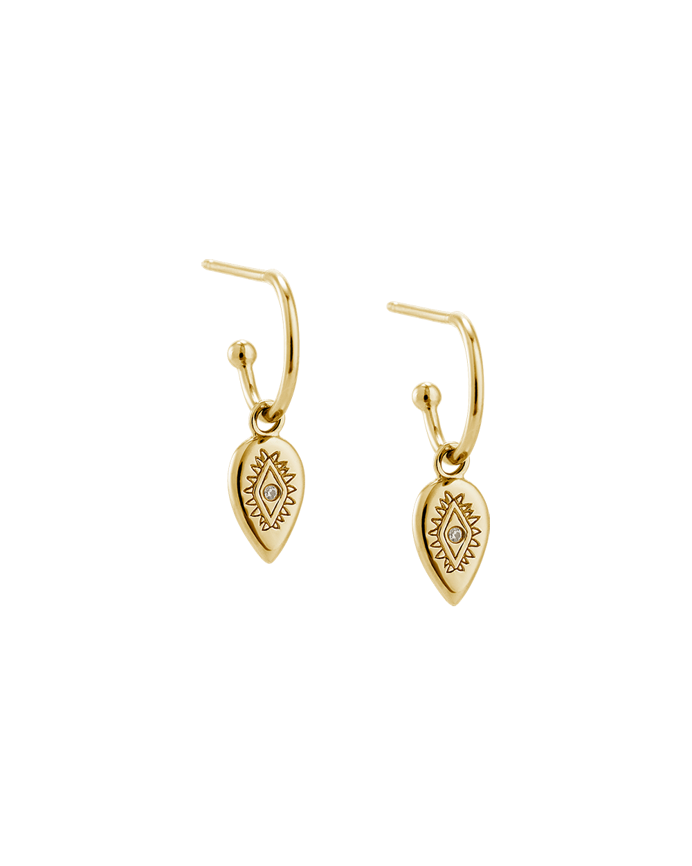 ETCHED TEARDROP HOOPS (18K GOLD PLATED) - IMAGE 1