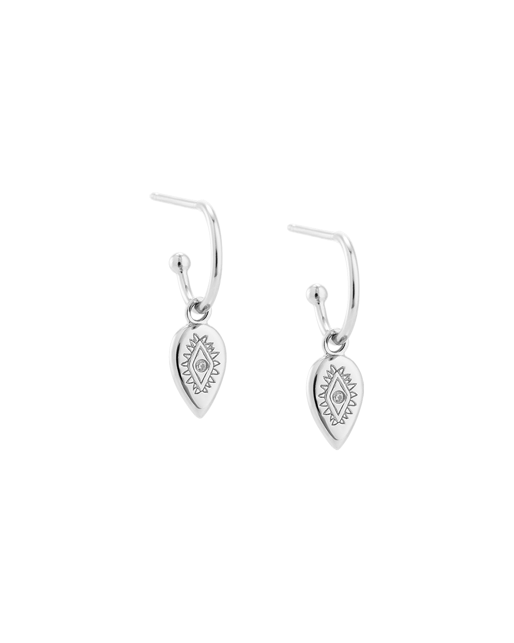 ETCHED TEARDROP HOOPS (STERLING SILVER) IMAGE 1