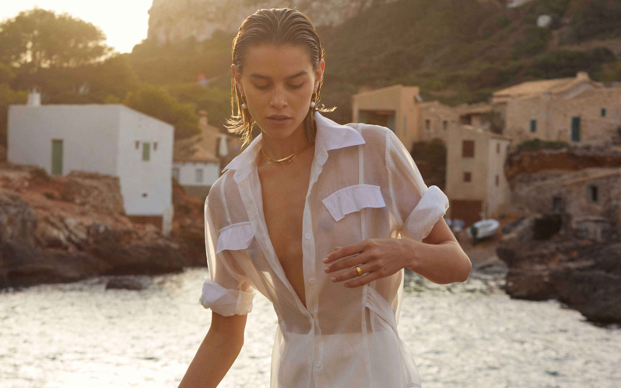 PEARL DROP HOOPS (18K GOLD PLATED) IMAGE 5