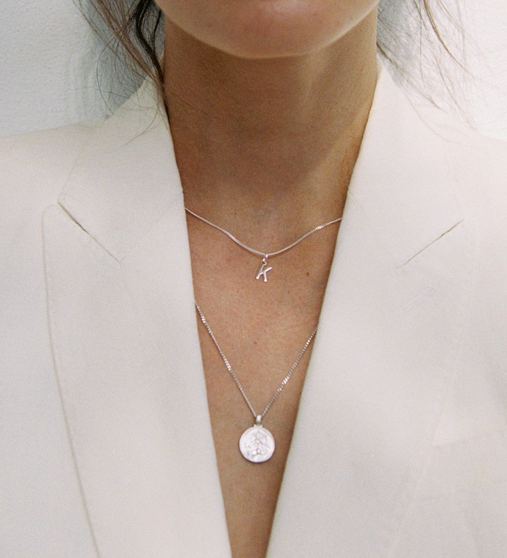 OUTLINE INITIAL NECKLACE A-Z (STERLING SILVER) IMAGE 3