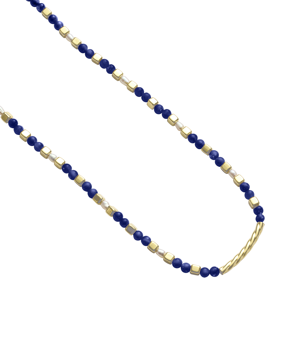 LAPIS BEADED NECKLACE (18K GOLD PLATED)