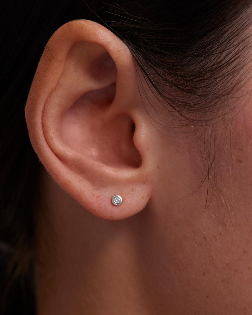 PETITE DIAMOND STUDS (STERLING SILVER) IMAGE 3