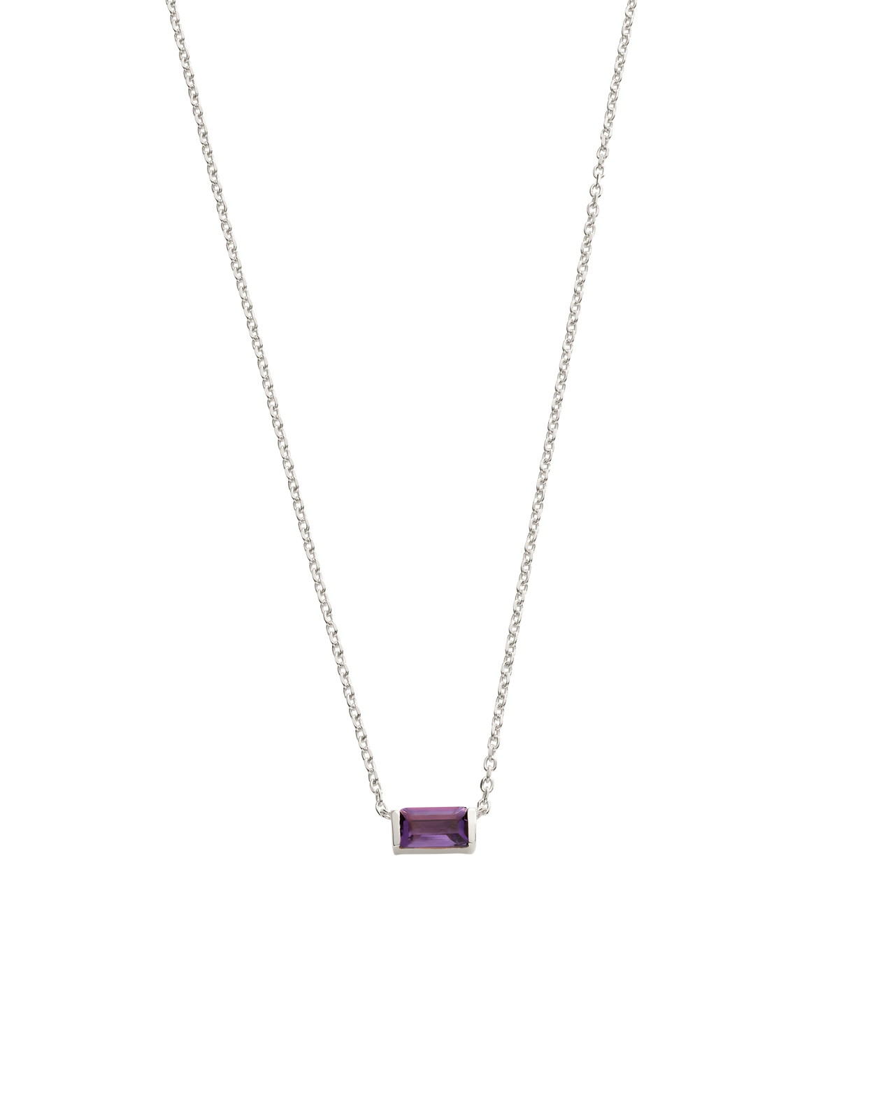 BAGUETTE BIRTHSTONE NECKLACE (STERLING SILVER) IMAGE 1