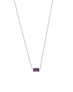BAGUETTE BIRTHSTONE NECKLACE (STERLING SILVER) IMAGE 1