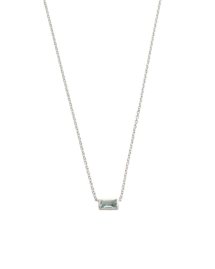 BAGUETTE BIRTHSTONE NECKLACE (STERLING SILVER) IMAGE 4