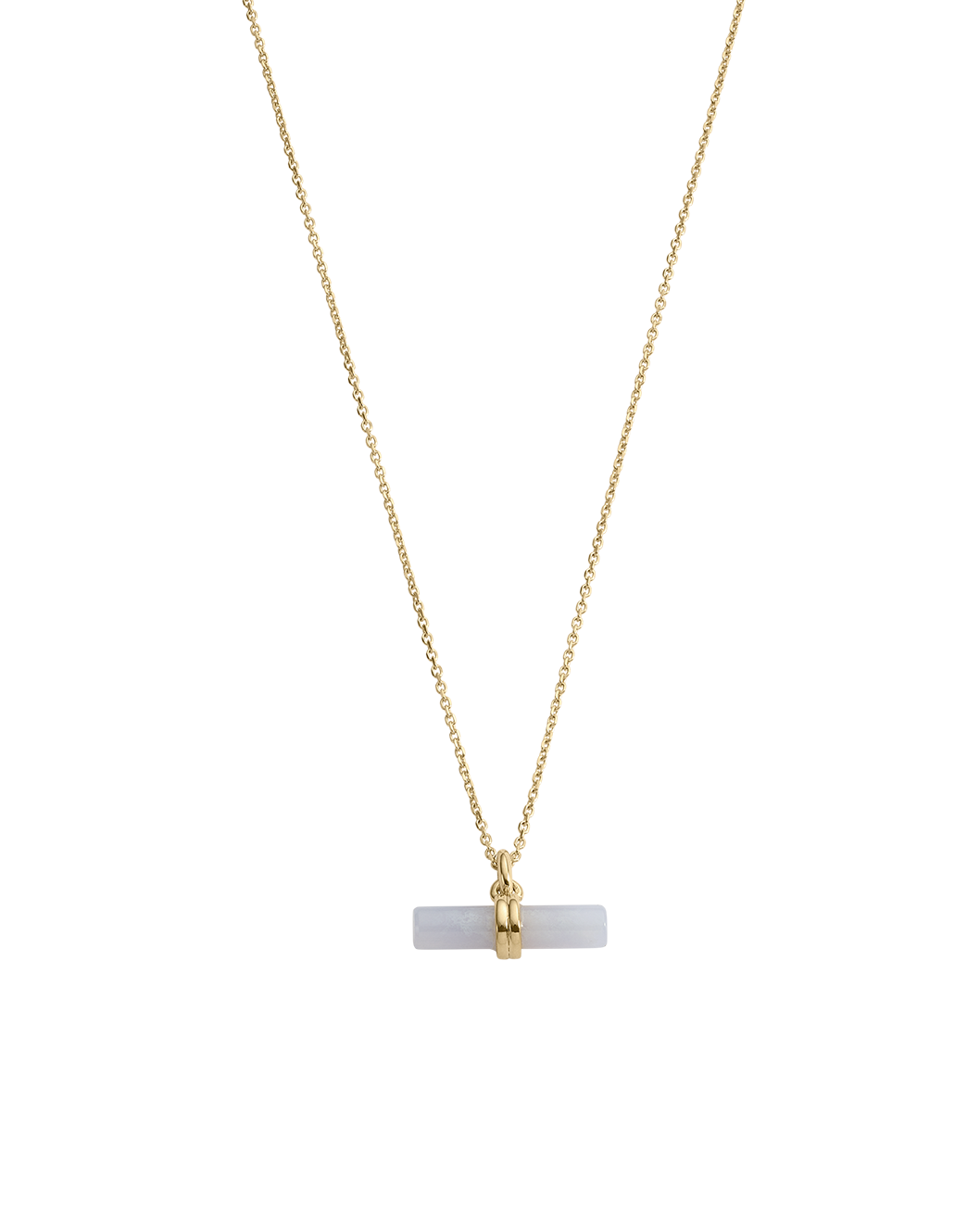 BLUE LACE AGATE T-BAR NECKLACE (18K GOLD VERMEIL)