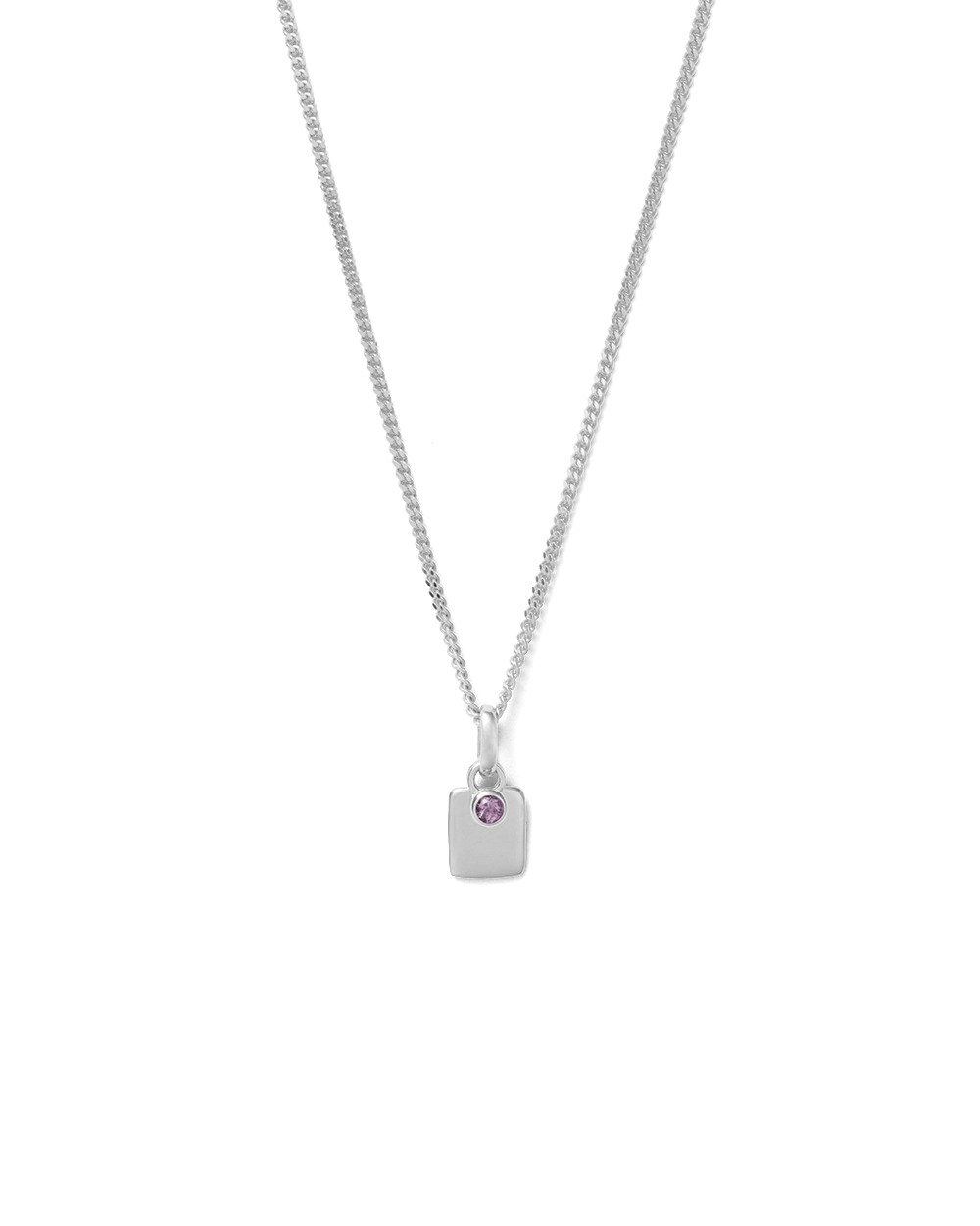 ENGRAVABLE BIRTHSTONE NECKLACE (STERLING SILVER)