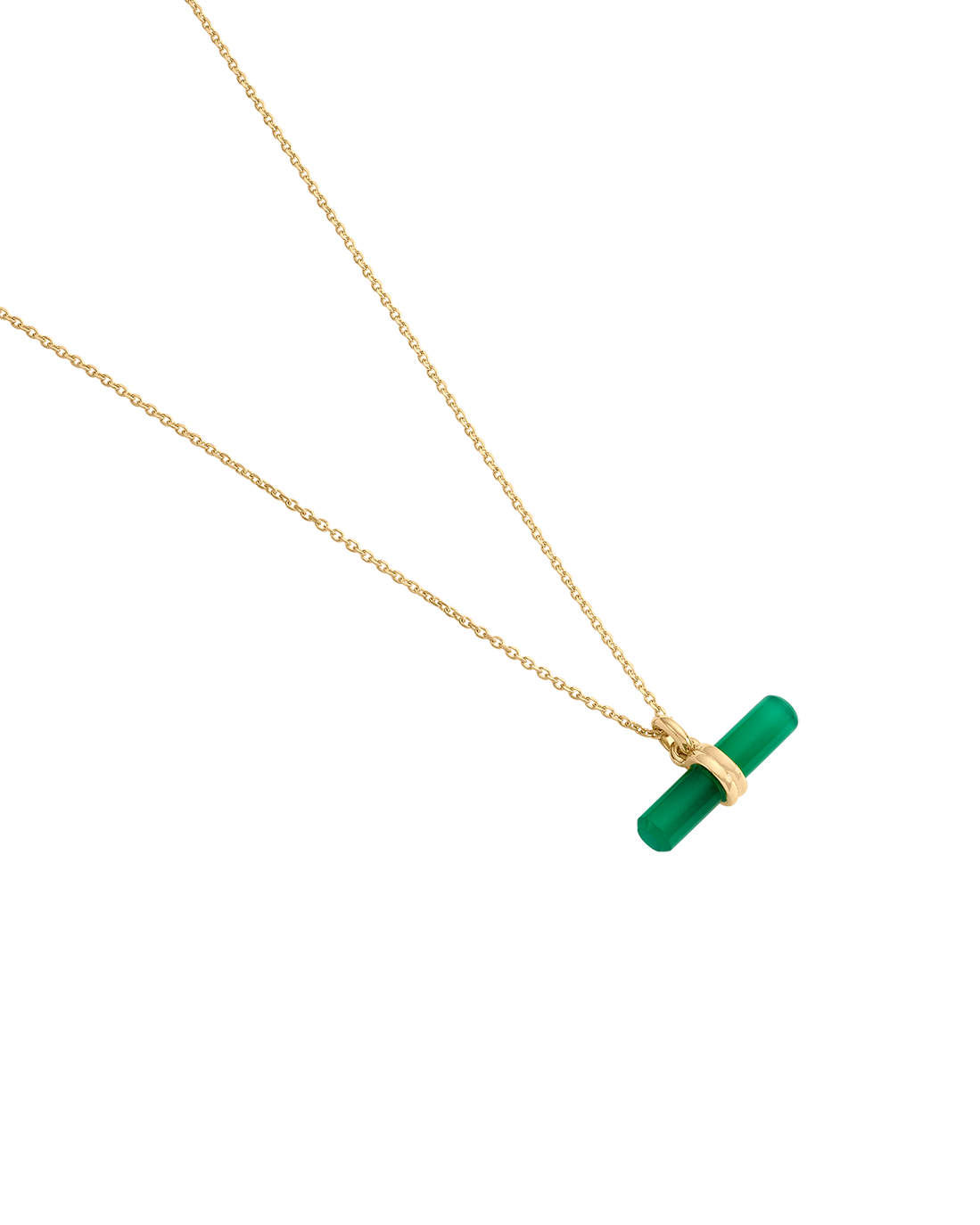 GREEN ONYX T-BAR NECKLACE (18K GOLD VERMEIL) IMAGE 4
