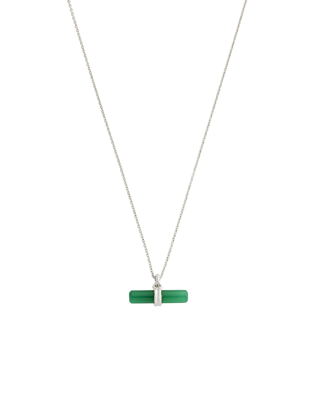 GREEN ONYX T-BAR NECKLACE (STERLING SILVER) IMAGE 1
