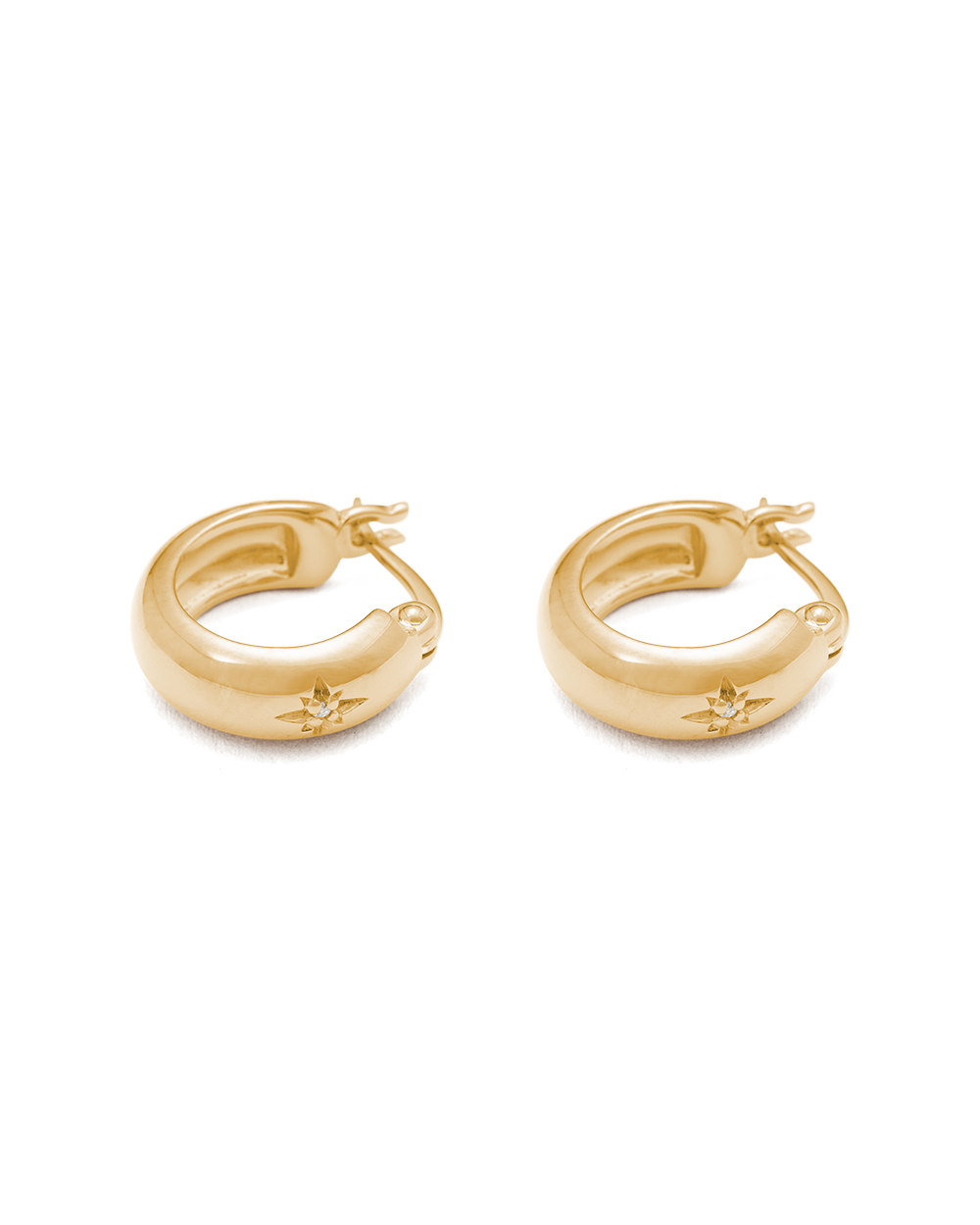 GUIDING STAR ETCHED HOOPS (18K GOLD PLATED) IMAGE 5