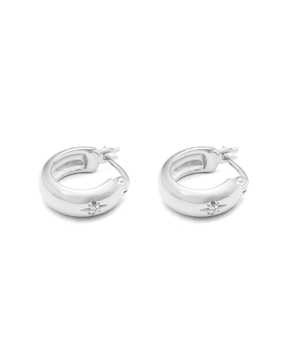GUIDING STAR ETCHED HOOPS (STERLING SILVER) IMAGE 4