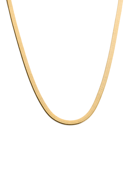 18k stamped gold Thick herringbone chain necklace 30 deals inch