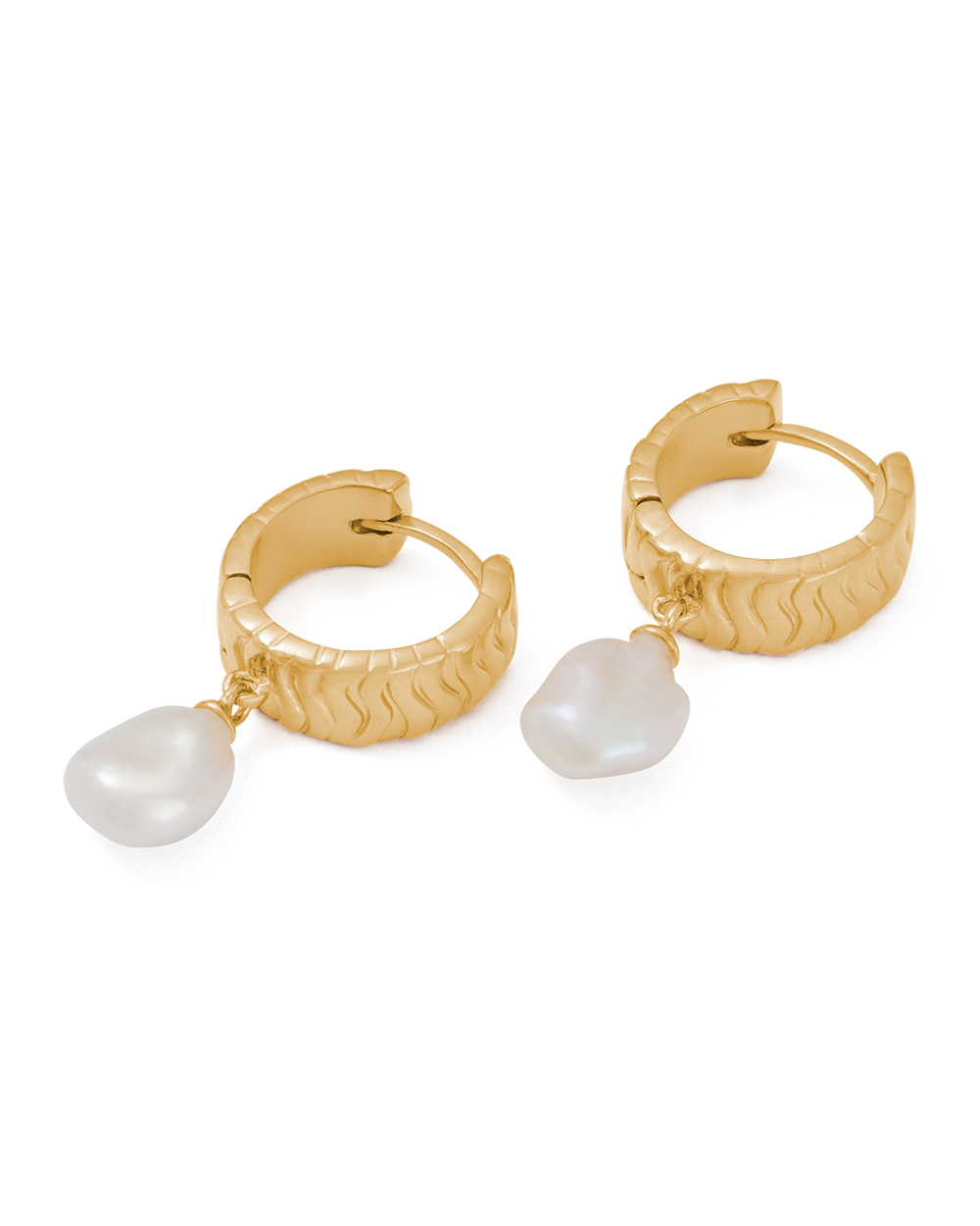 ISOLE PEARL HOOPS (18K GOLD PLATED) IMAGE 6