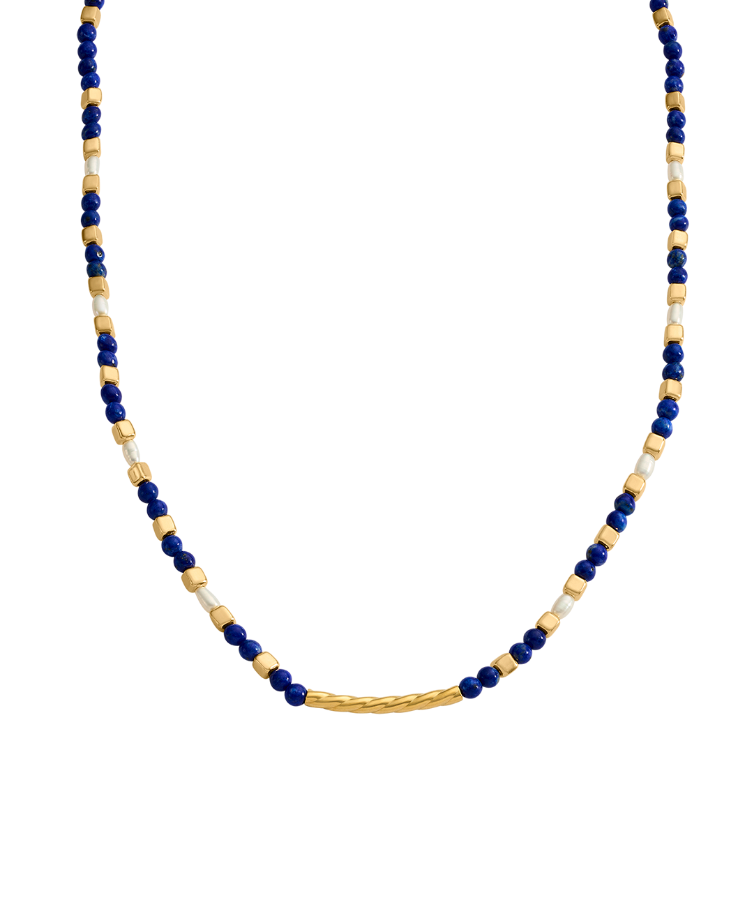 LAPIS BEADED NECKLACE (18K GOLD PLATED) IMAGE 1