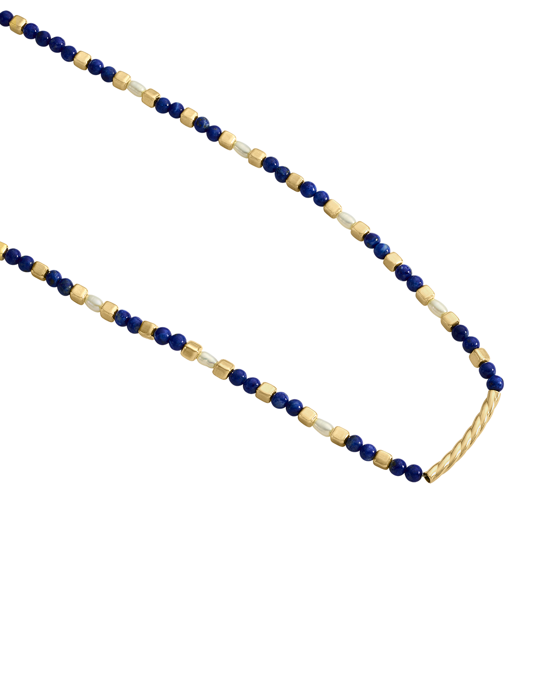 LAPIS BEADED NECKLACE (18K GOLD PLATED) IMAGE 4