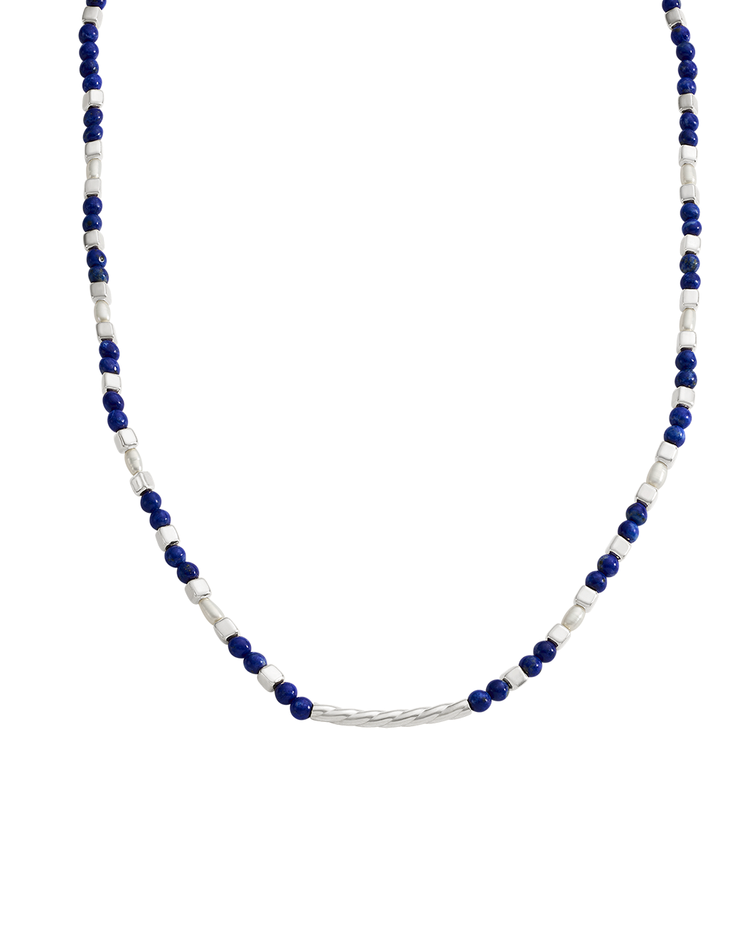 LAPIS BEADED NECKLACE (STERLING SILVER)