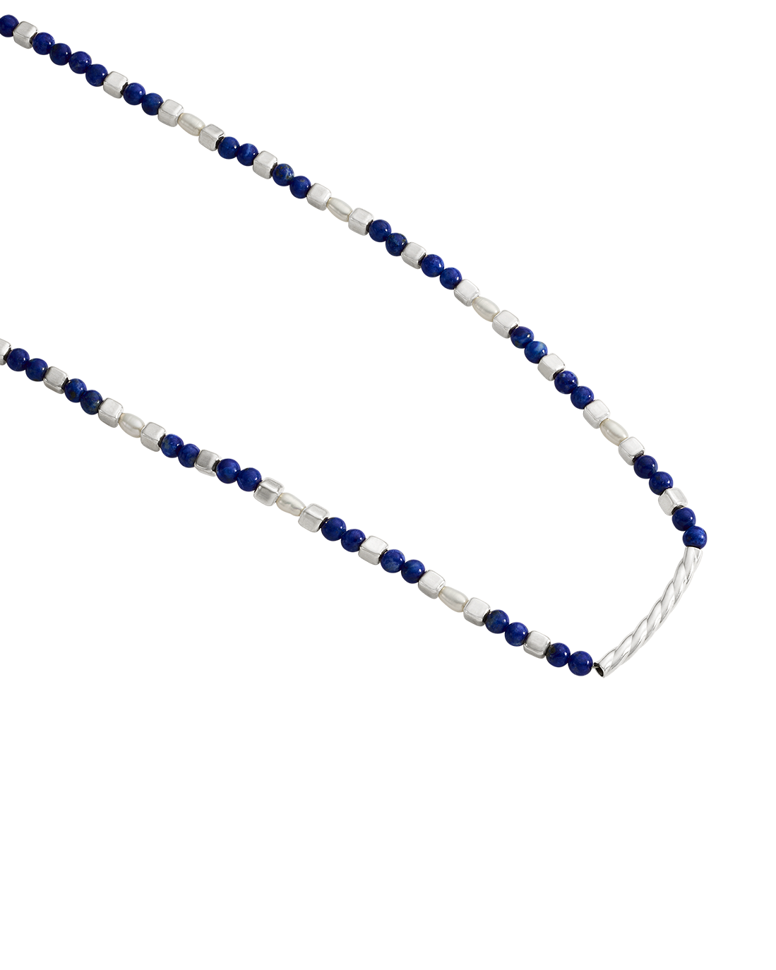 LAPIS BEADED NECKLACE (STERLING SILVER)