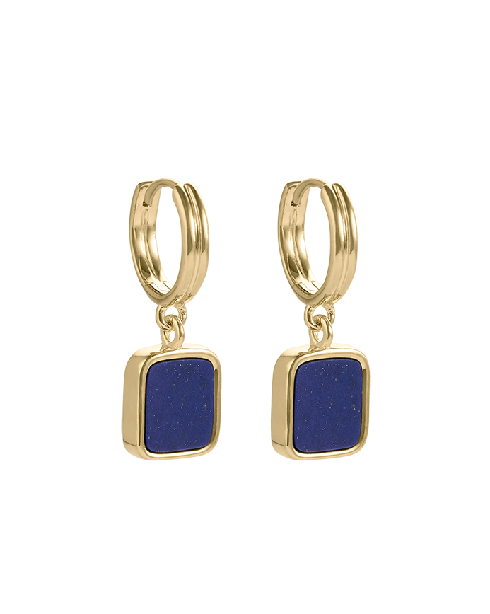 LAPIS HOOPS (18K GOLD PLATED)