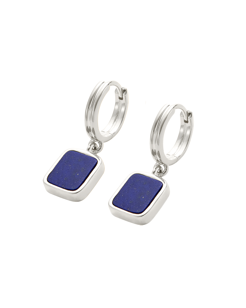 LAPIS HOOPS (STERLING SILVER)