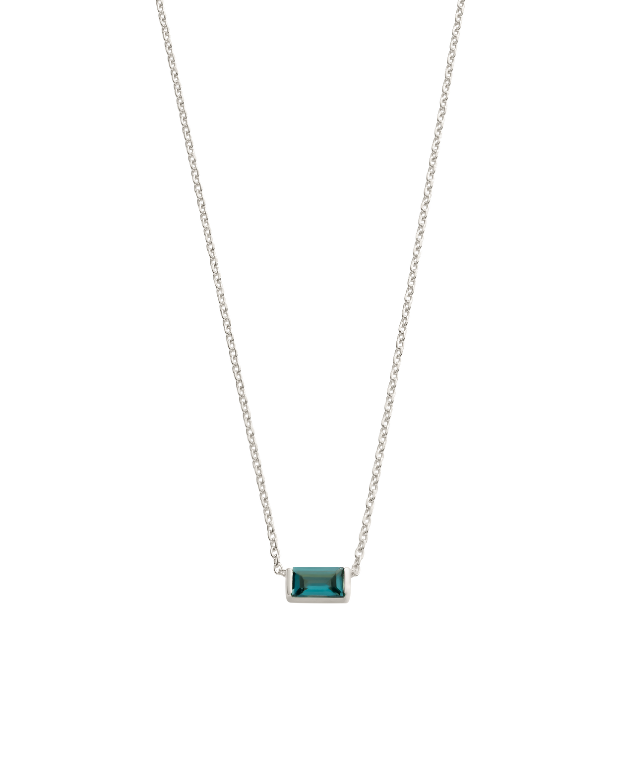 BAGUETTE BIRTHSTONE NECKLACE (STERLING SILVER) IMAGE 15