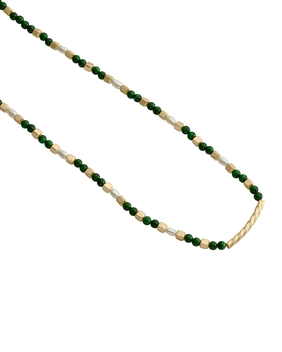 MALACITE BEADED NECKLACE (18K GOLD PLATED)