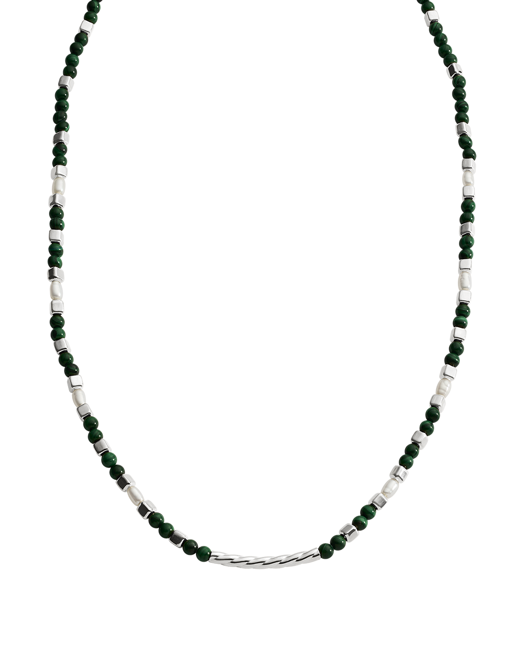 MALACHITE BEADED NECKLACE (STERLING SILVER) IMAGE 1