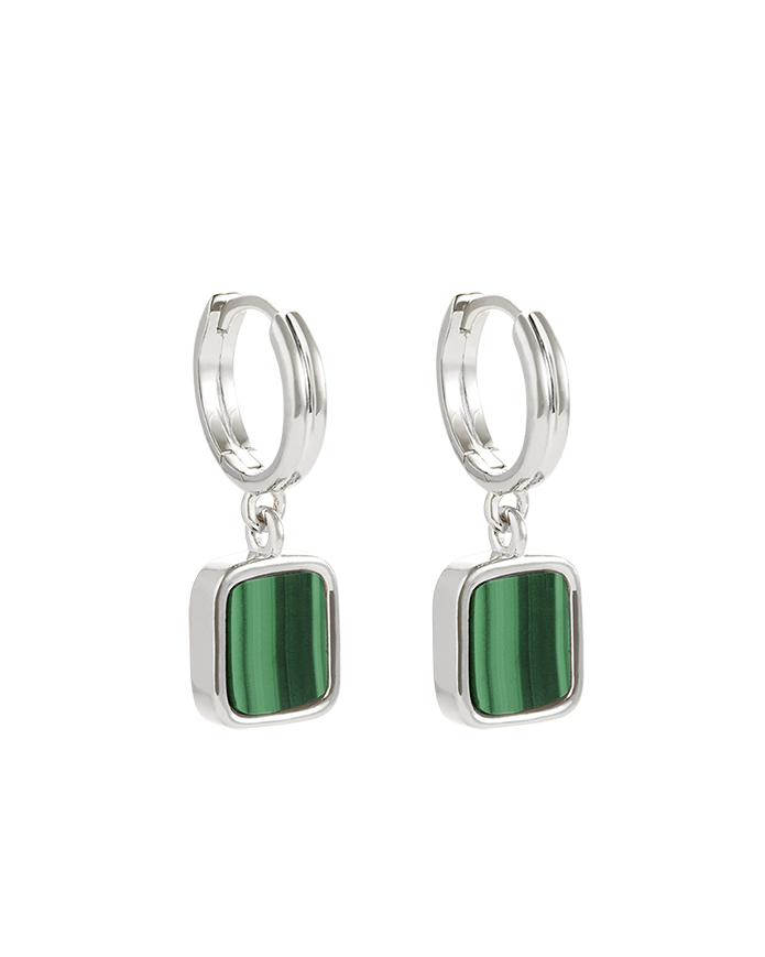 MALACHITE HOOPS (STERLING SILVER) IMAGE 1