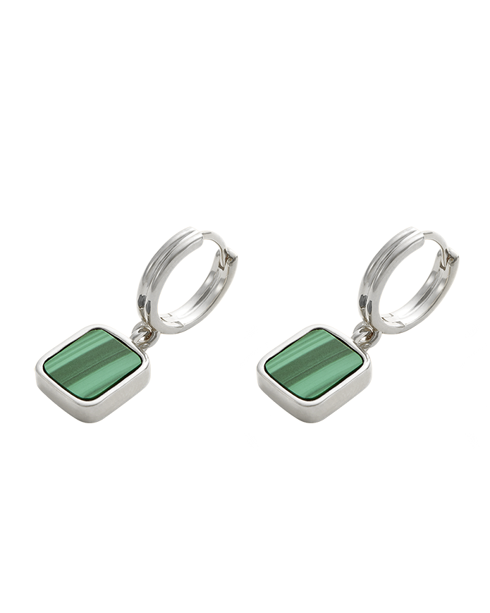 MALACHITE HOOPS (STERLING SILVER) IMAGE 4