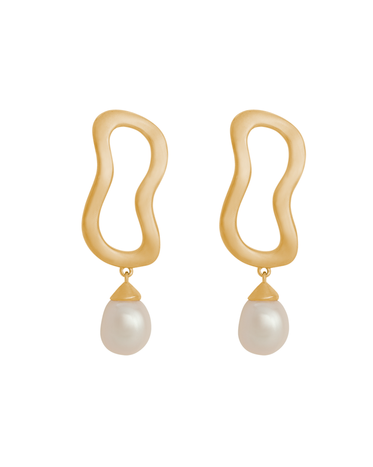 ONDA PEARL EARRINGS (18K GOLD PLATED) IMAGE 1